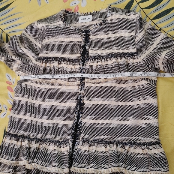 SUGAR + Lips Woven Ruffle Blazer Size XS - Picture 12 of 15